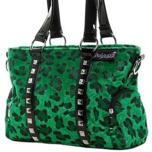 Sourpuss Leopard Mini Leda Stud Purse Green